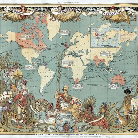 Walter Crane's Imperial Federation Map of the World; source: Wikimedia, public domain